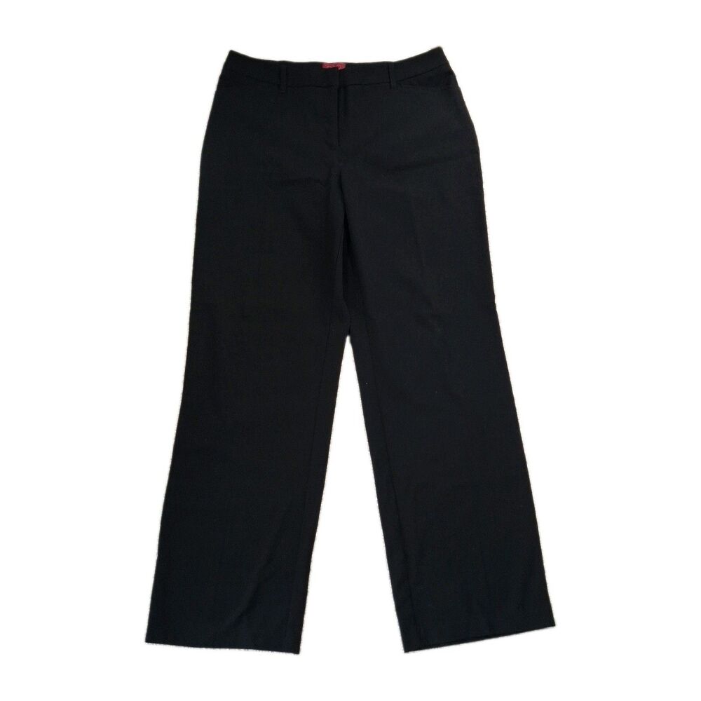 212 Collection Womens Dress Pants Size 8 Short Black Natural Fit Wide Leg Trouse